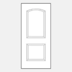 Two-panel door with arch design.