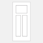 Three-panel door outline on white background.