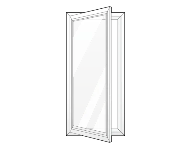 Illustration of an open door on black.