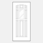 Door design with geometric panel patterns.
