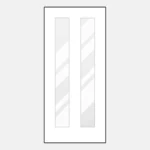 White door with two vertical glass panels.