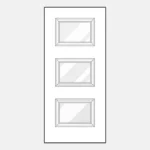 Door with three rectangular glass panels.