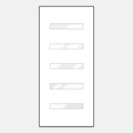 White door with five horizontal glass panels.