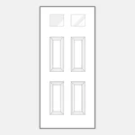 White door with four panels and windows.