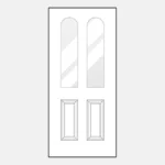 Door design with two glass panels.