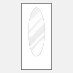 Oval glass panel on rectangular door.
