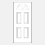 White door with four panels and window.