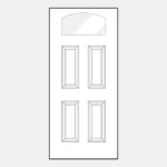 White door with four panels and window.