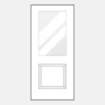 White door with glass and panel design.
