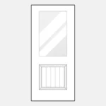 Door illustration with window and panel design.