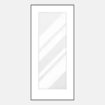 White door with vertical glass panel.