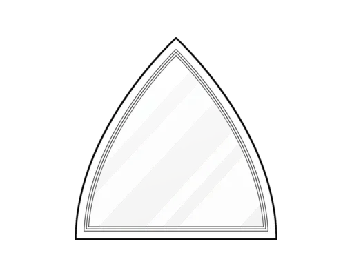Black and white striped triangular shield design.