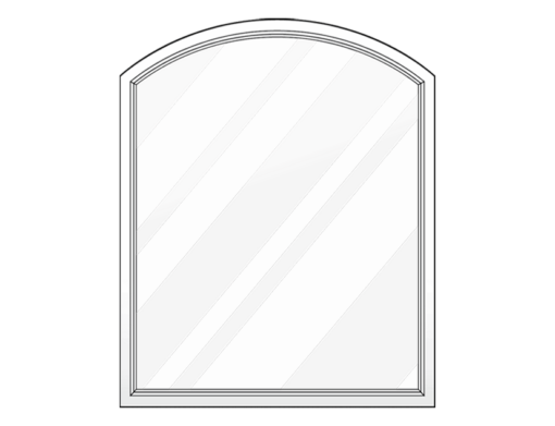 Arched mirror with diagonal striped pattern.