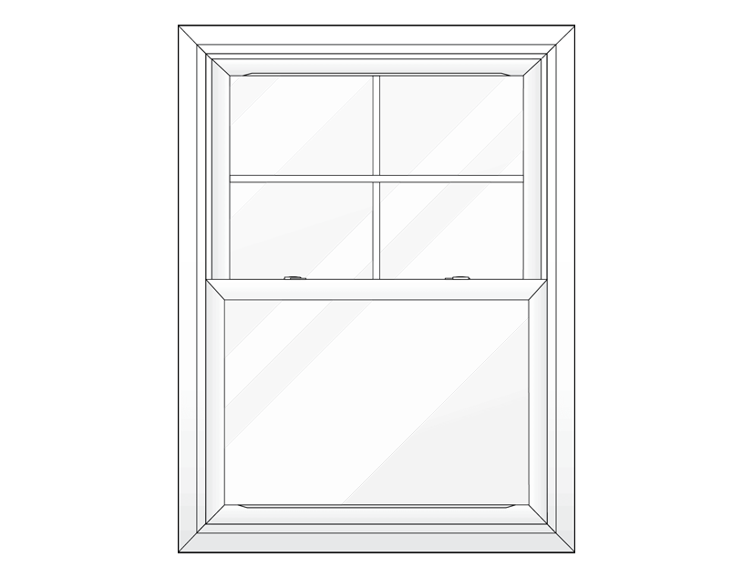 White-framed window with diagonal shadows.