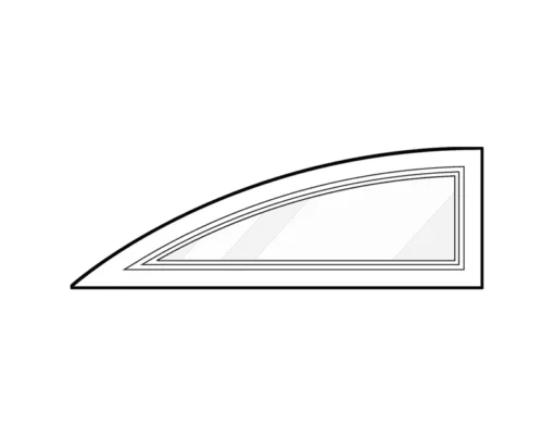 Curved triangular window on black background.