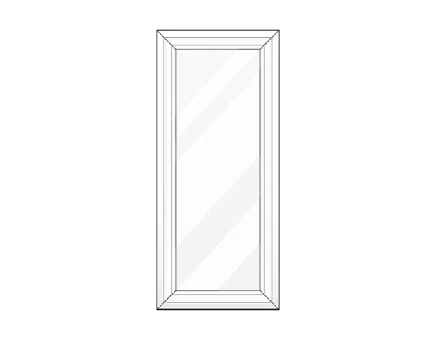 Rectangular mirror with diagonal stripes.