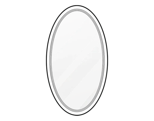 Oval shape with diagonal black stripes.