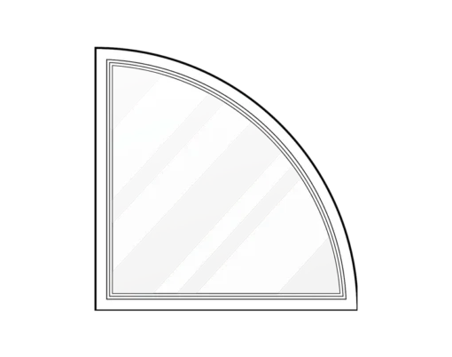 Black and white geometric quarter-circle design.
