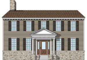 Colonial-style house with symmetrical windows.