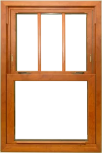 Wooden window with black background.