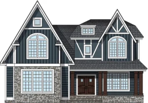 Illustration of a two-story traditional house.